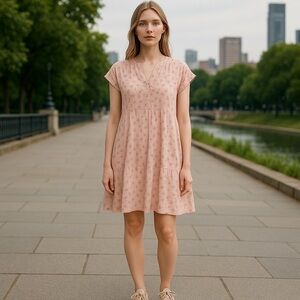 Roller Rabbit Floral Acote Pamela Cotton Tiered Dress Medium Cap Sleeve Lined